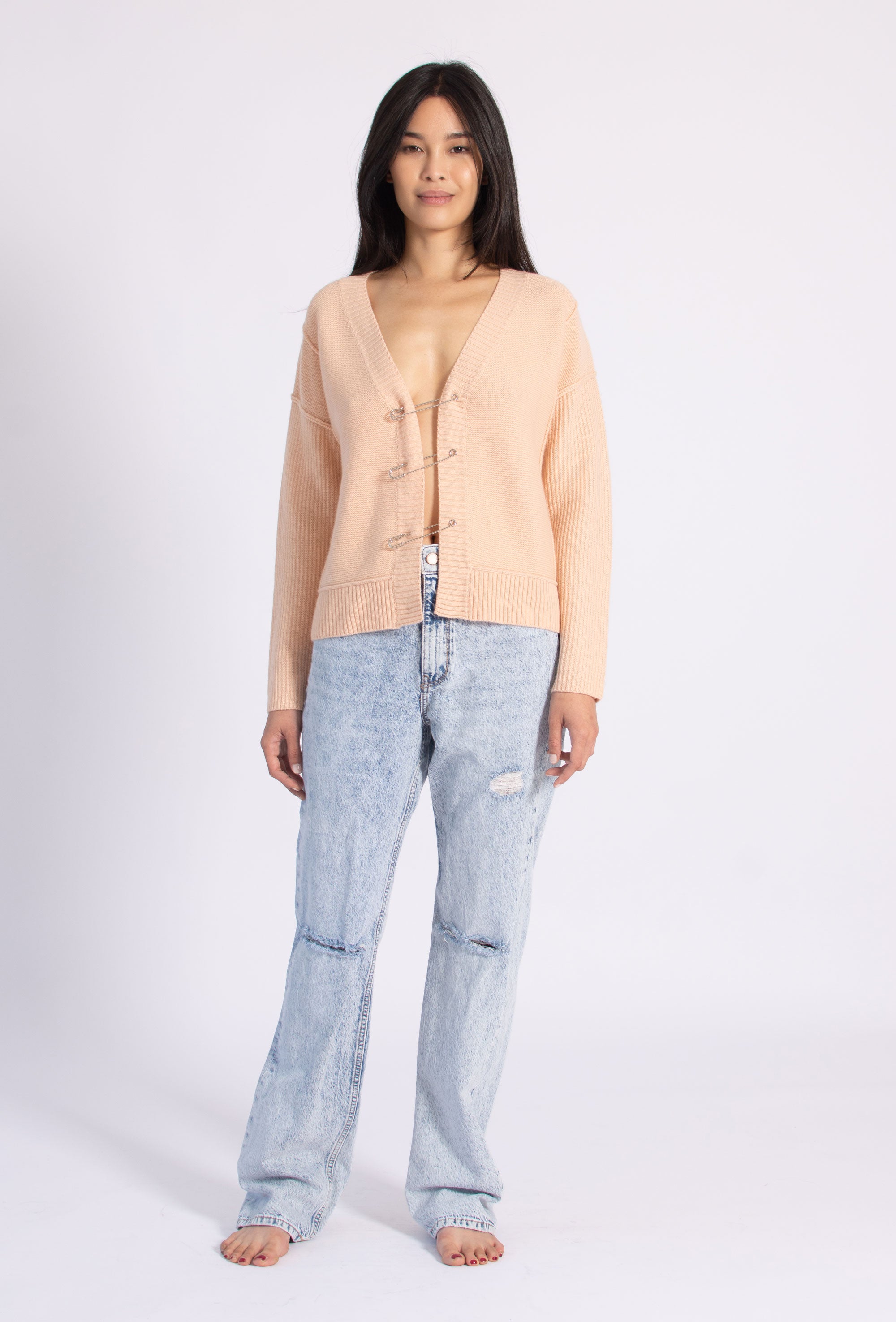 Multi-knit Safety Pin Cardigan