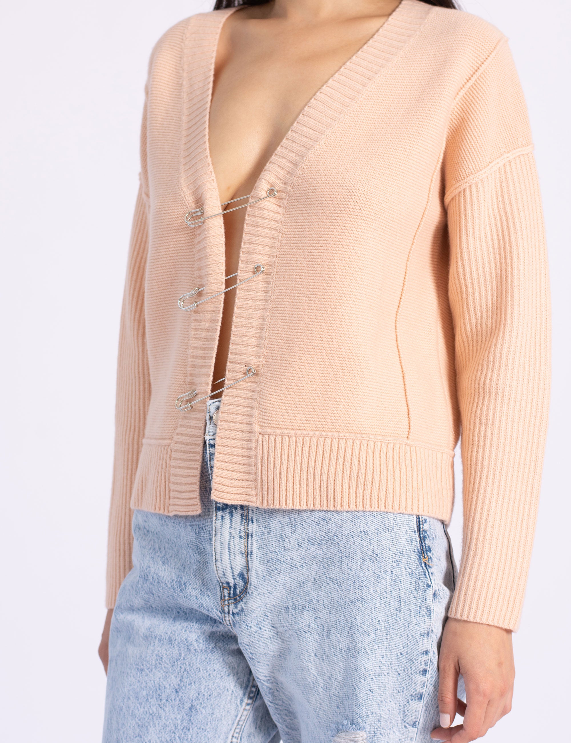 Multi-knit Safety Pin Cardigan