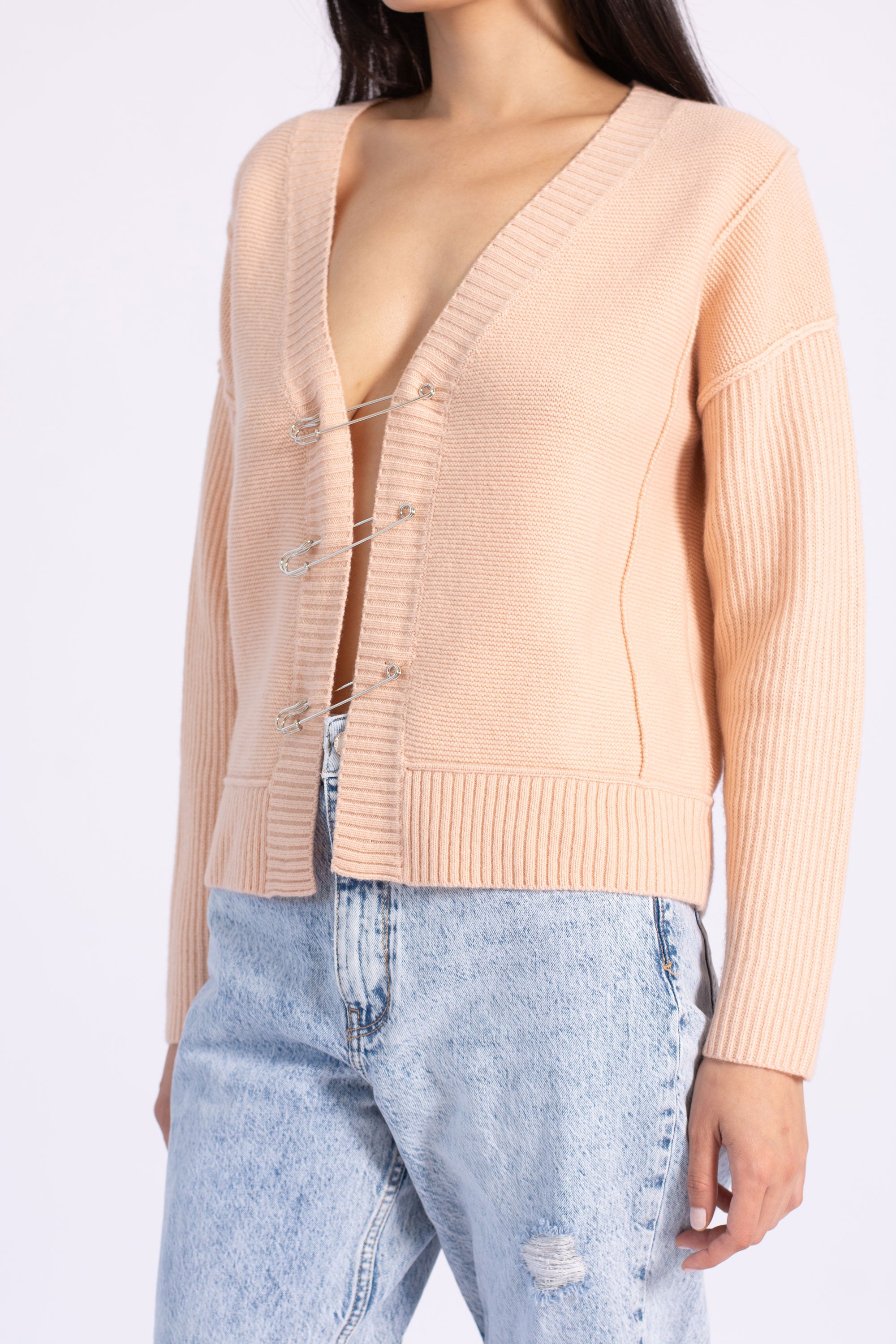 Multi-knit Safety Pin Cardigan