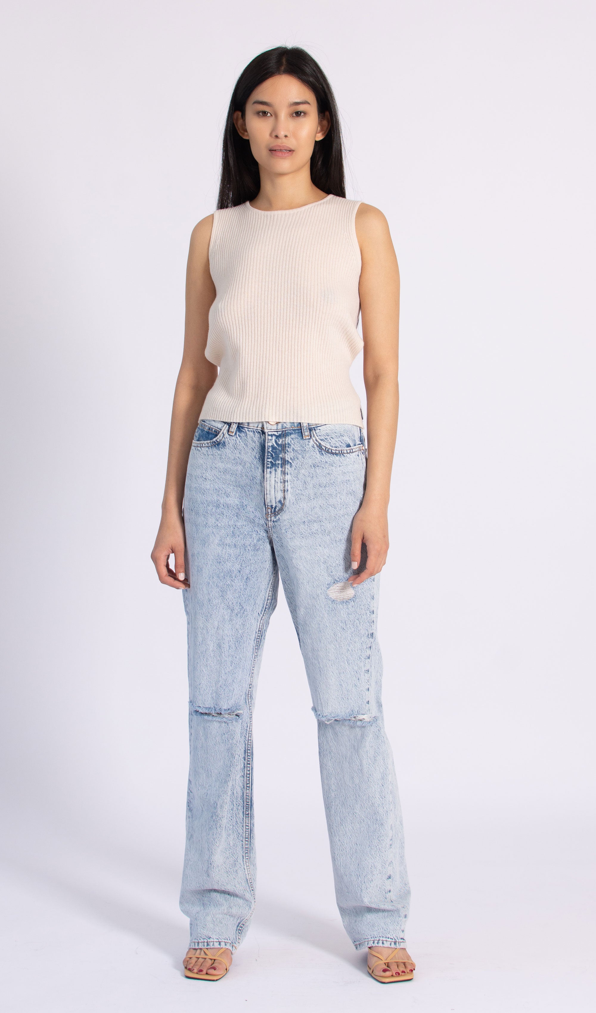 Tie-Back Sleeveless Top Cashmere