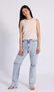 Tie-Back Sleeveless Top Cashmere