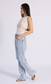 Tie-Back Sleeveless Top Cashmere