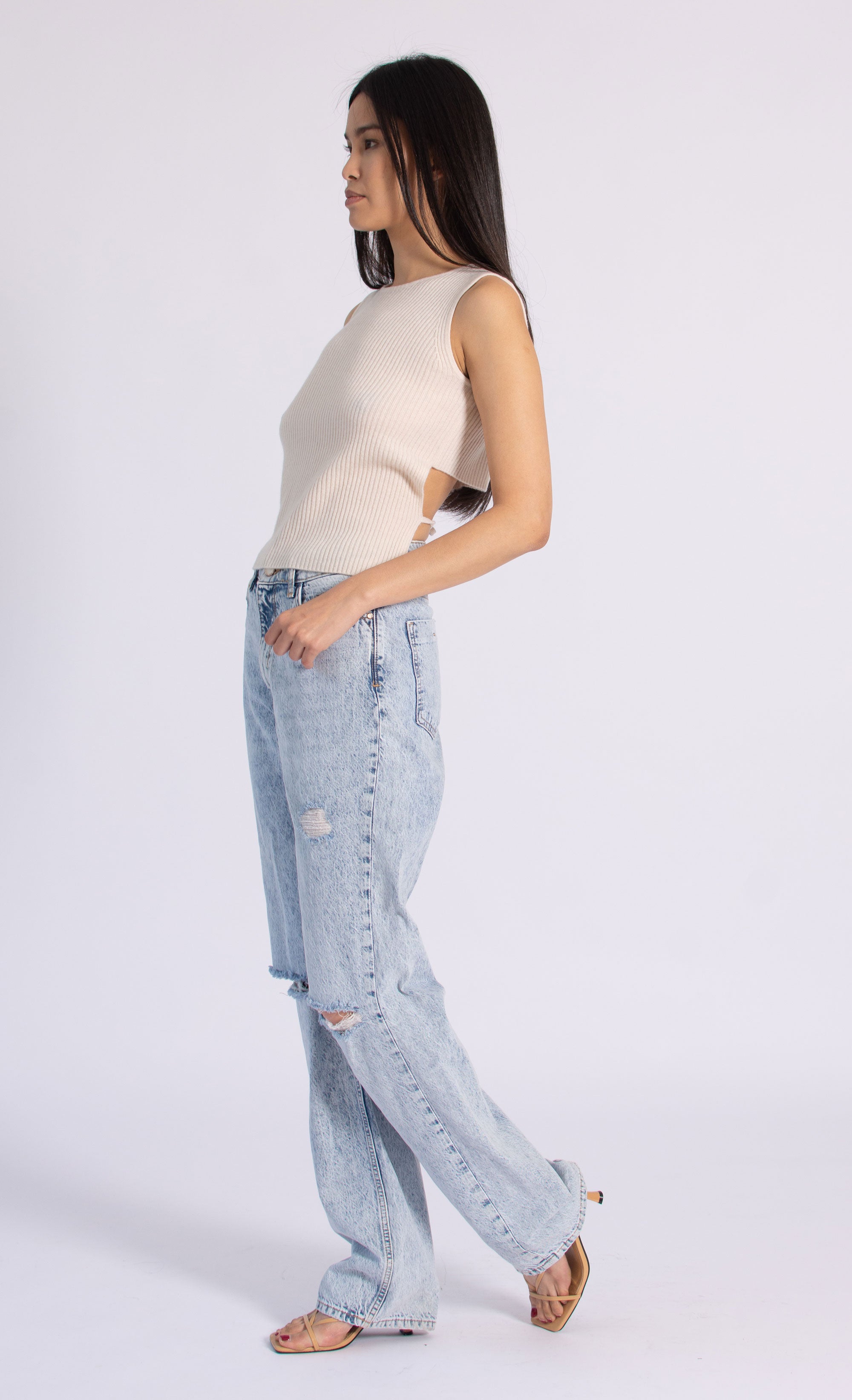 Tie-Back Sleeveless Top Cashmere