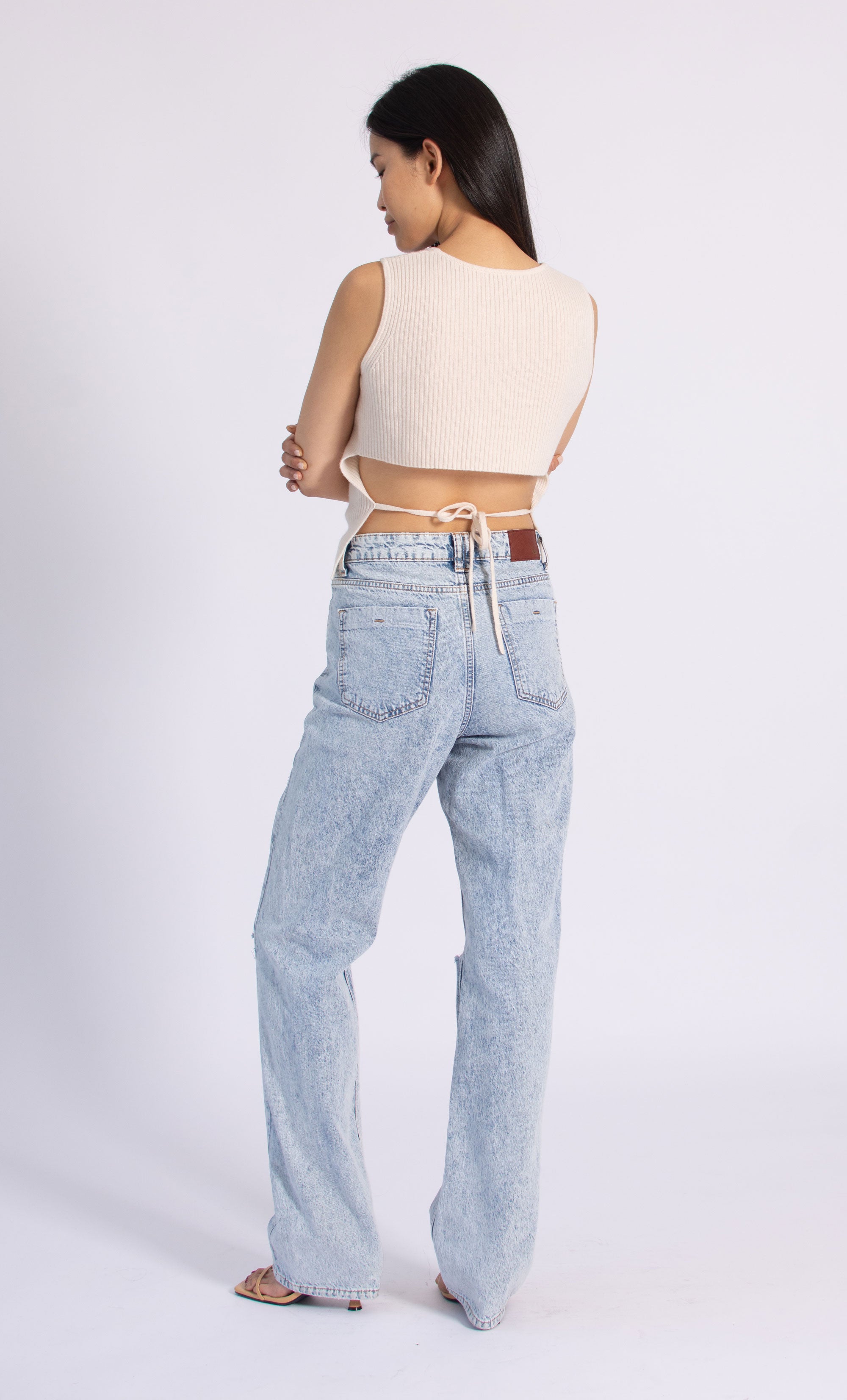 Tie-Back Sleeveless Top Cashmere