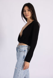 Low Front Wrap Sweater