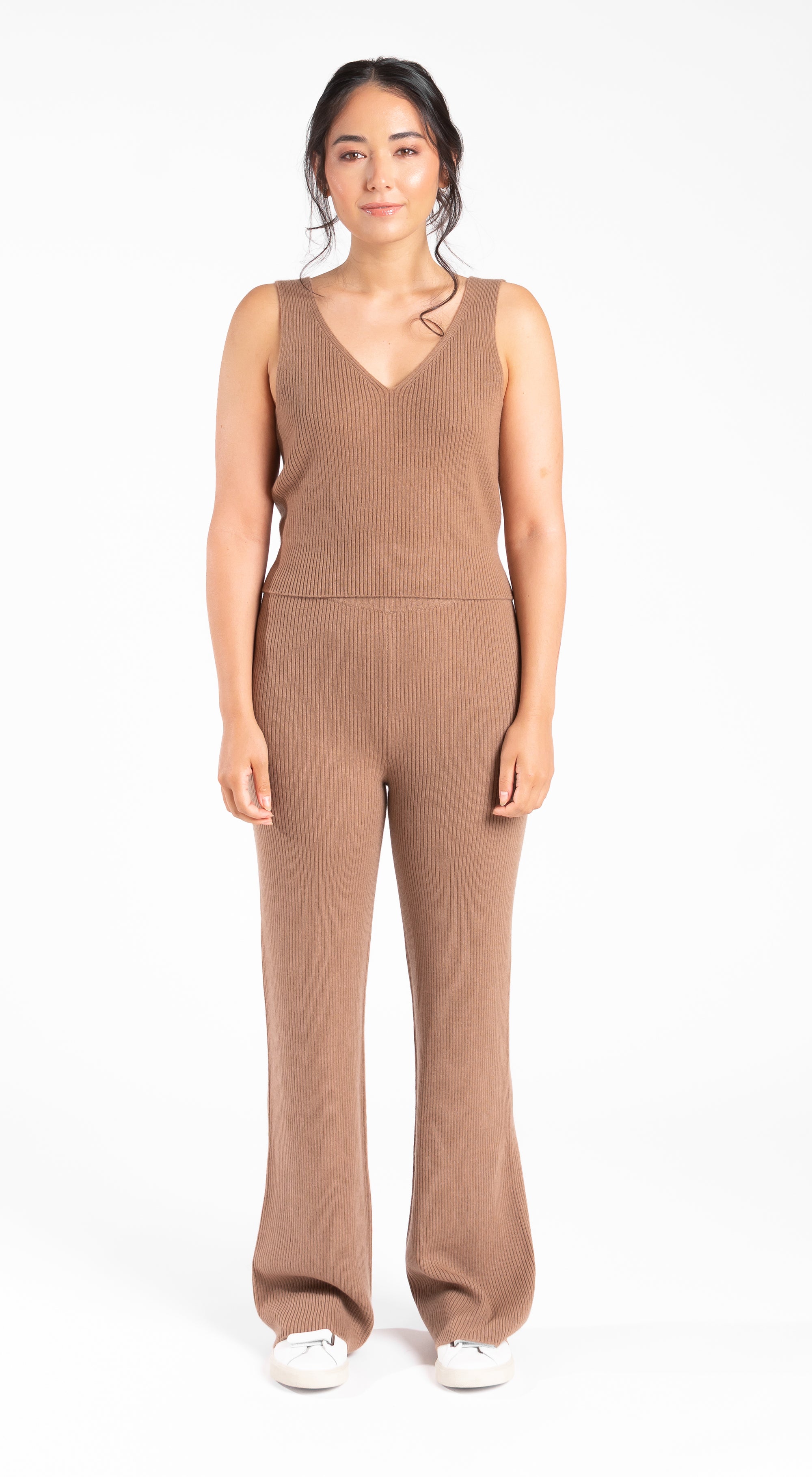 Ribbed Cashmere Crop Tank Top