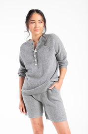 Cashmere Drawstring Shorts - Waffle Knit