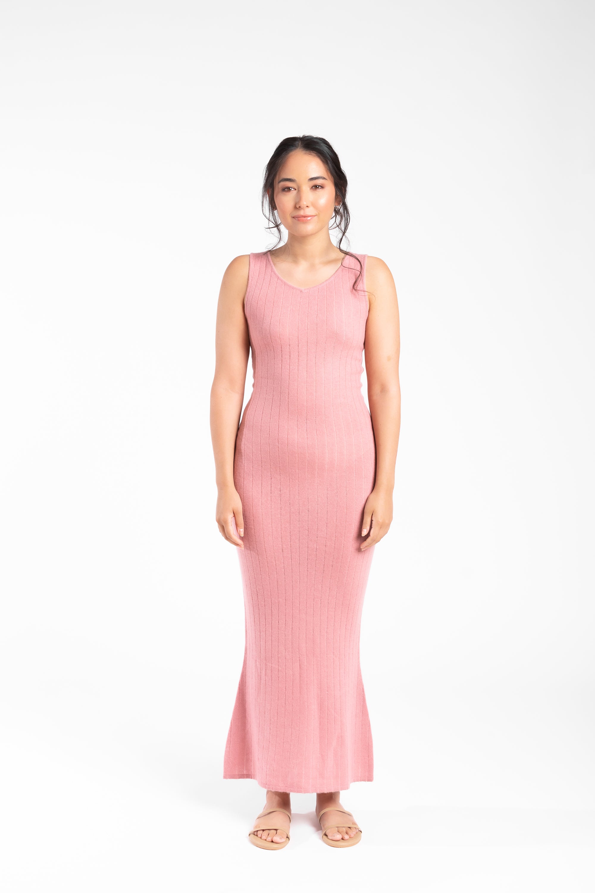Cashmere Sleeveless Ribbed Maxi Dress