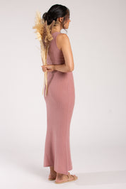 Cashmere Sleeveless Ribbed Maxi Dress