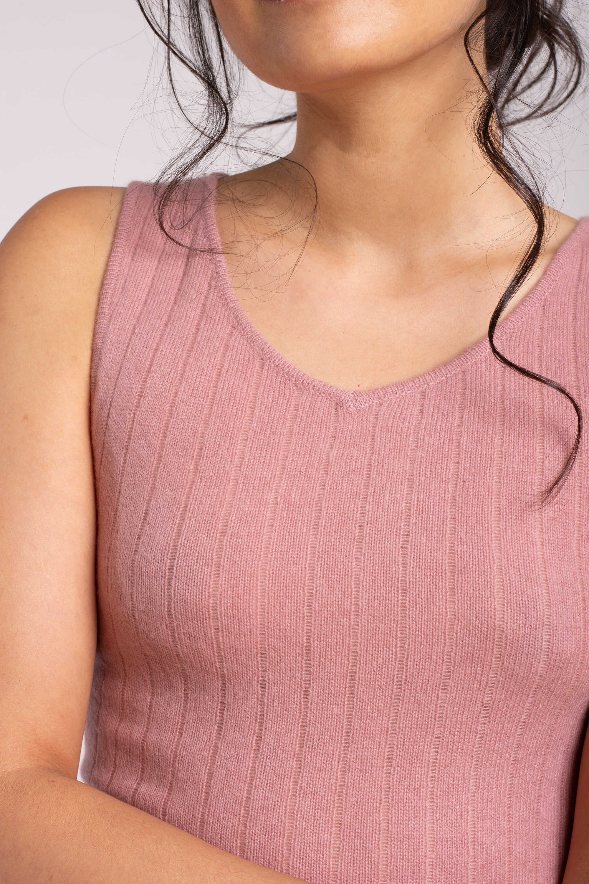 Cashmere Sleeveless Ribbed Maxi Dress