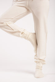 100% cashmere socks cable knit bed sock women cream