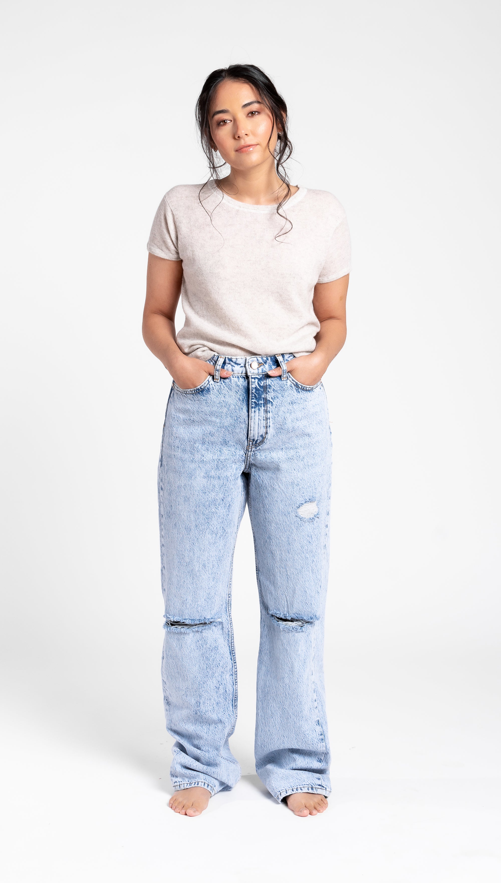 Crewneck Short Sleeve Cashmere Sweater