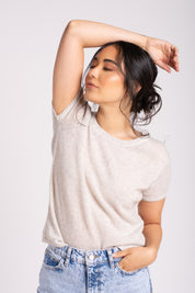 Crewneck Short Sleeve Cashmere Sweater