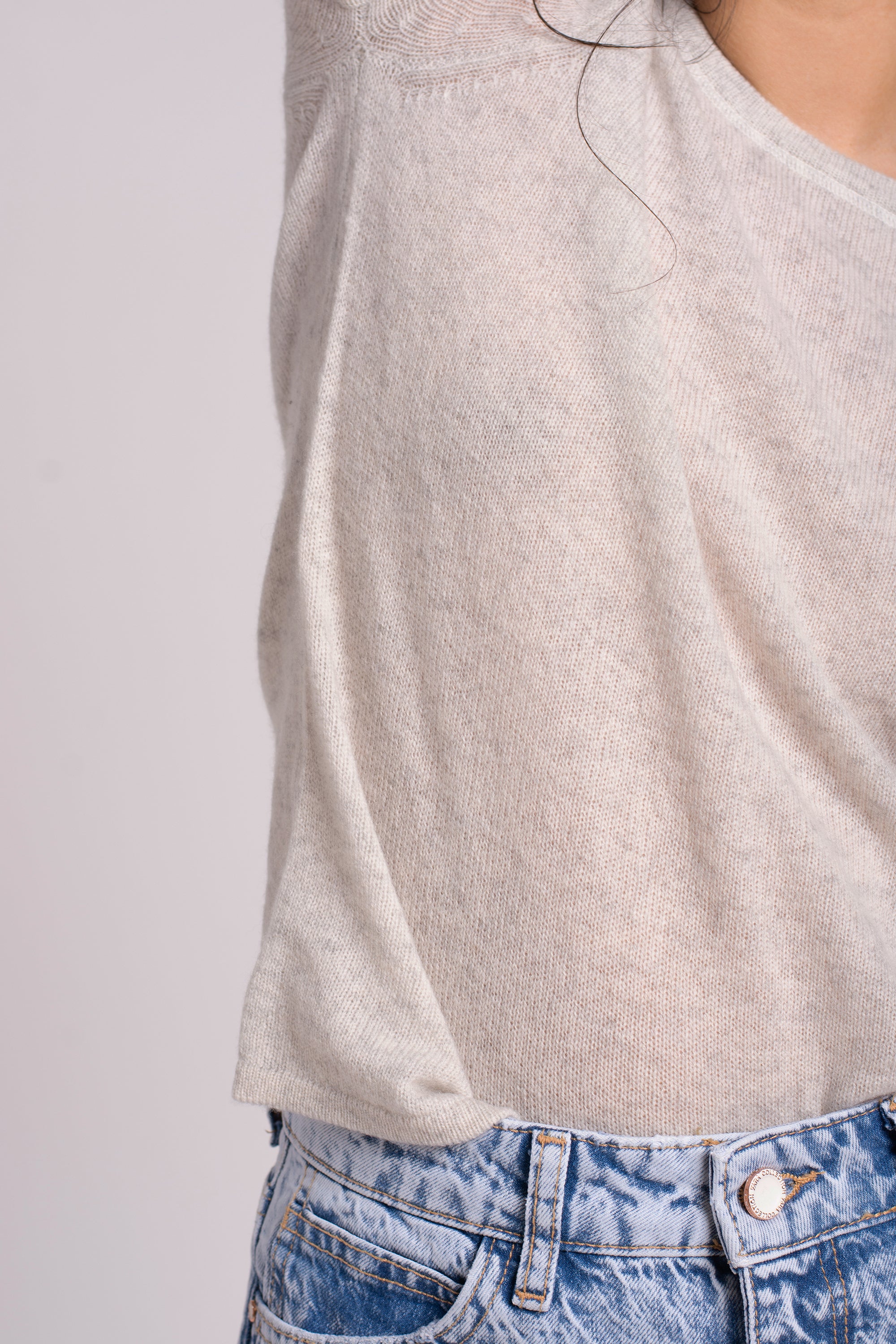 Crewneck Short Sleeve Cashmere Sweater