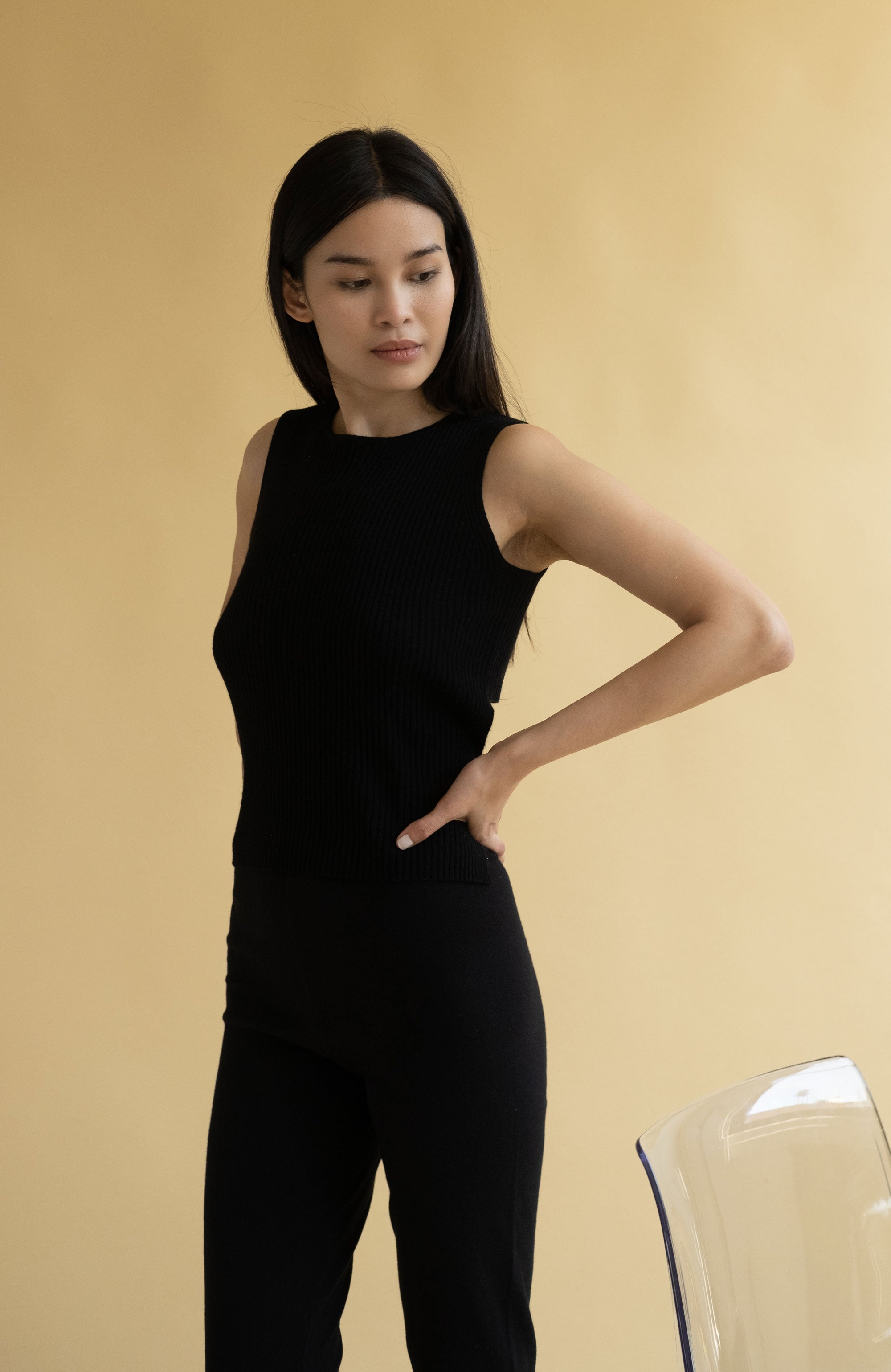 Tie-Back Sleeveless Top Cashmere