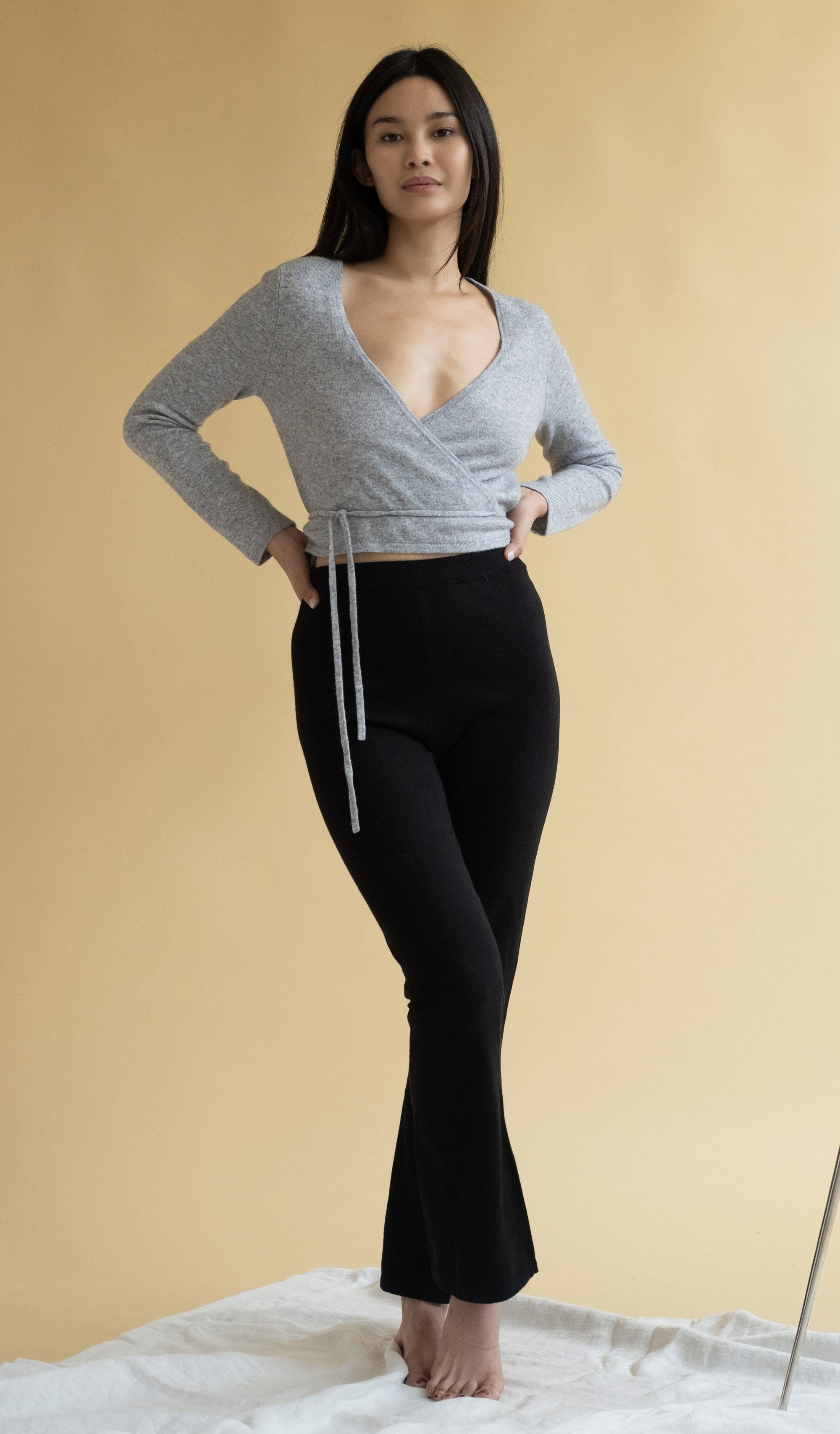 Cropped Ballet Wrap Sweater