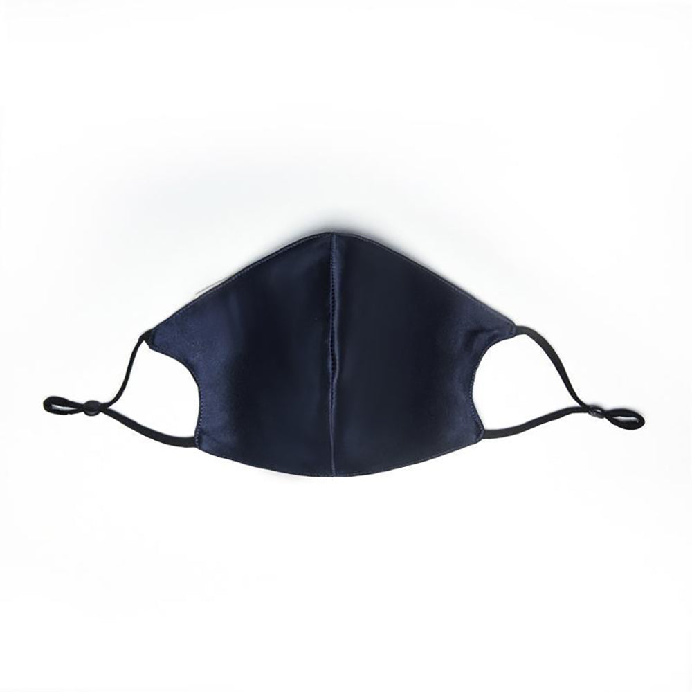 100% Silk Face Masks - USA Made - Adjustable Coverings - Navy - pm 2.5 filter included