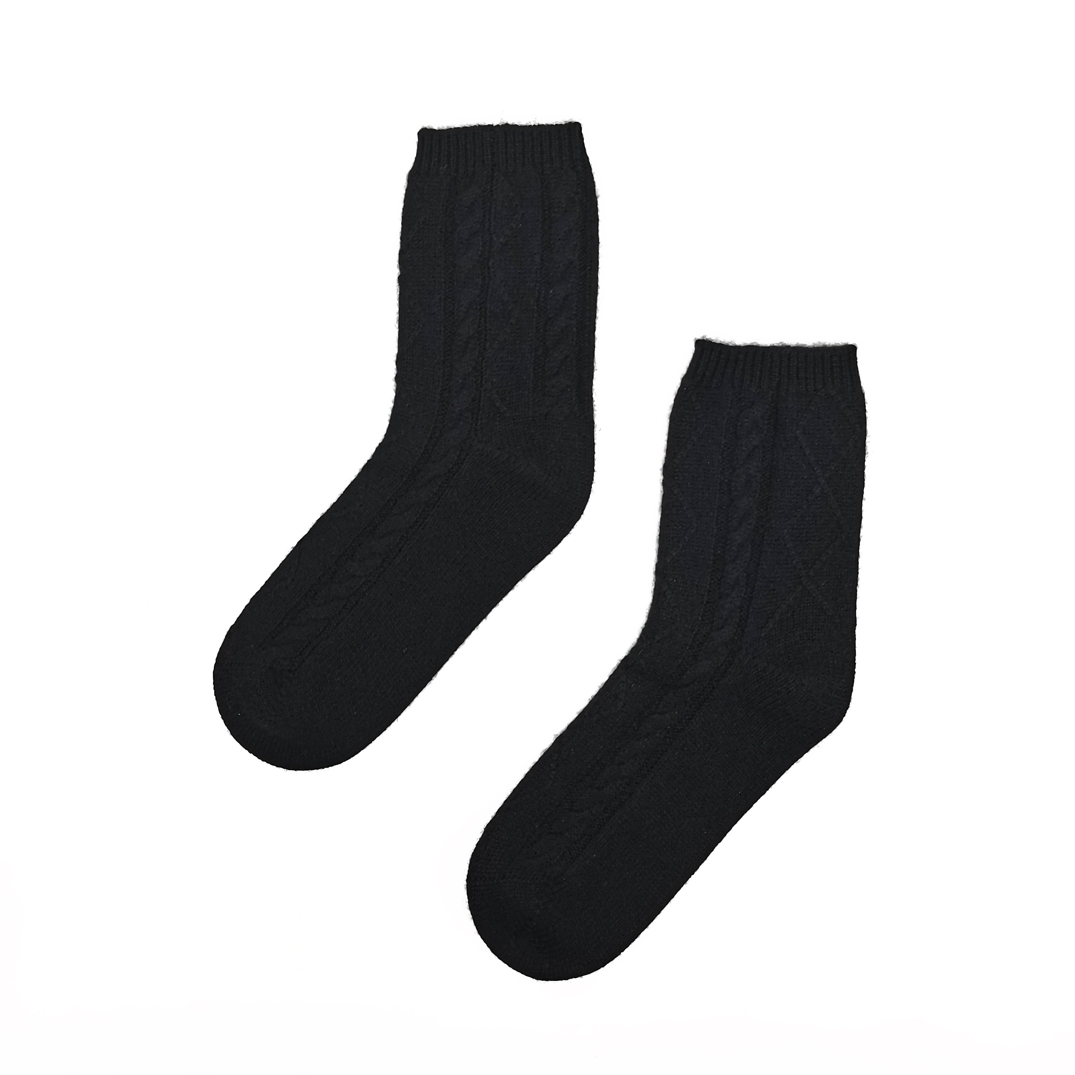 Premium 100% Cashmere Cable Knit Sleep Socks