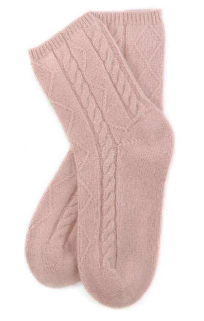 100% cashmere socks cable knit bed sock women