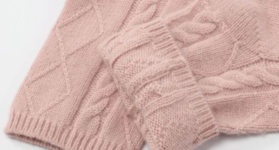 100% cashmere socks cable knit bed sock women pink