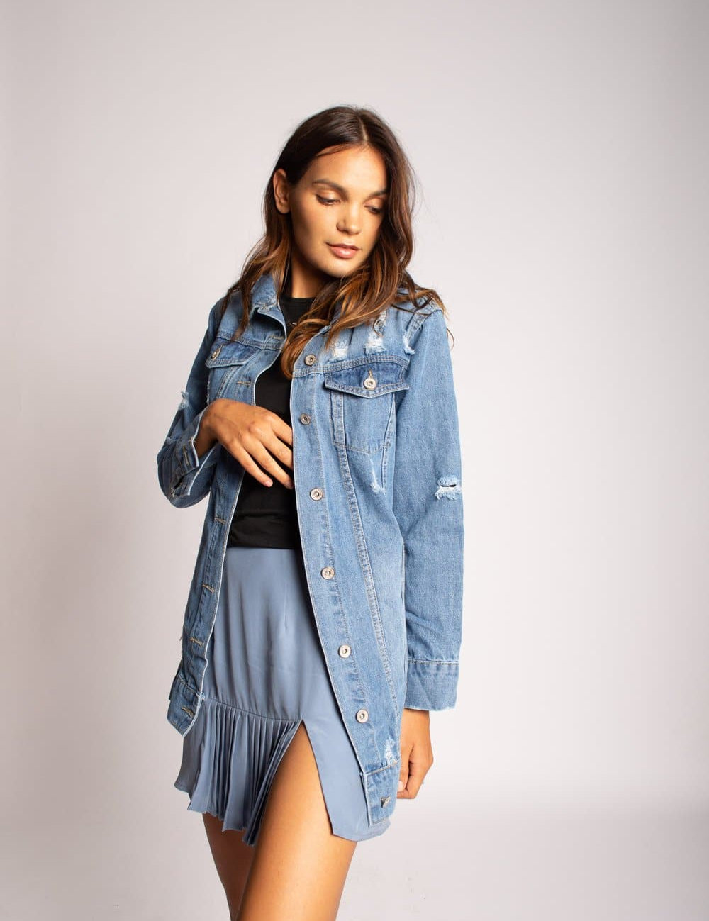 Distressed Denim Boyfriend Jacket Jacket Karen Thomas NY 