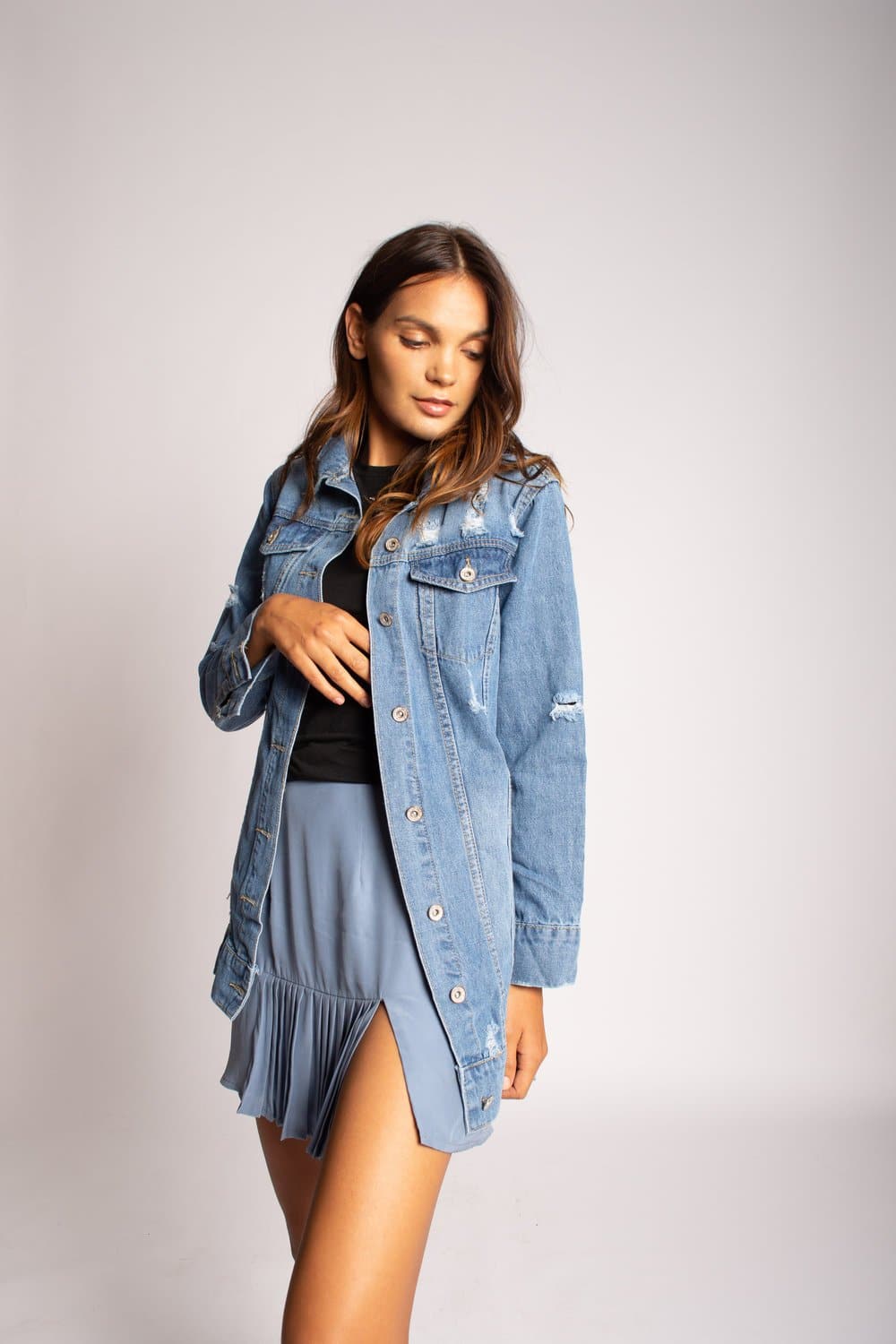 Distressed Denim Boyfriend Jacket Jacket Karen Thomas NY 