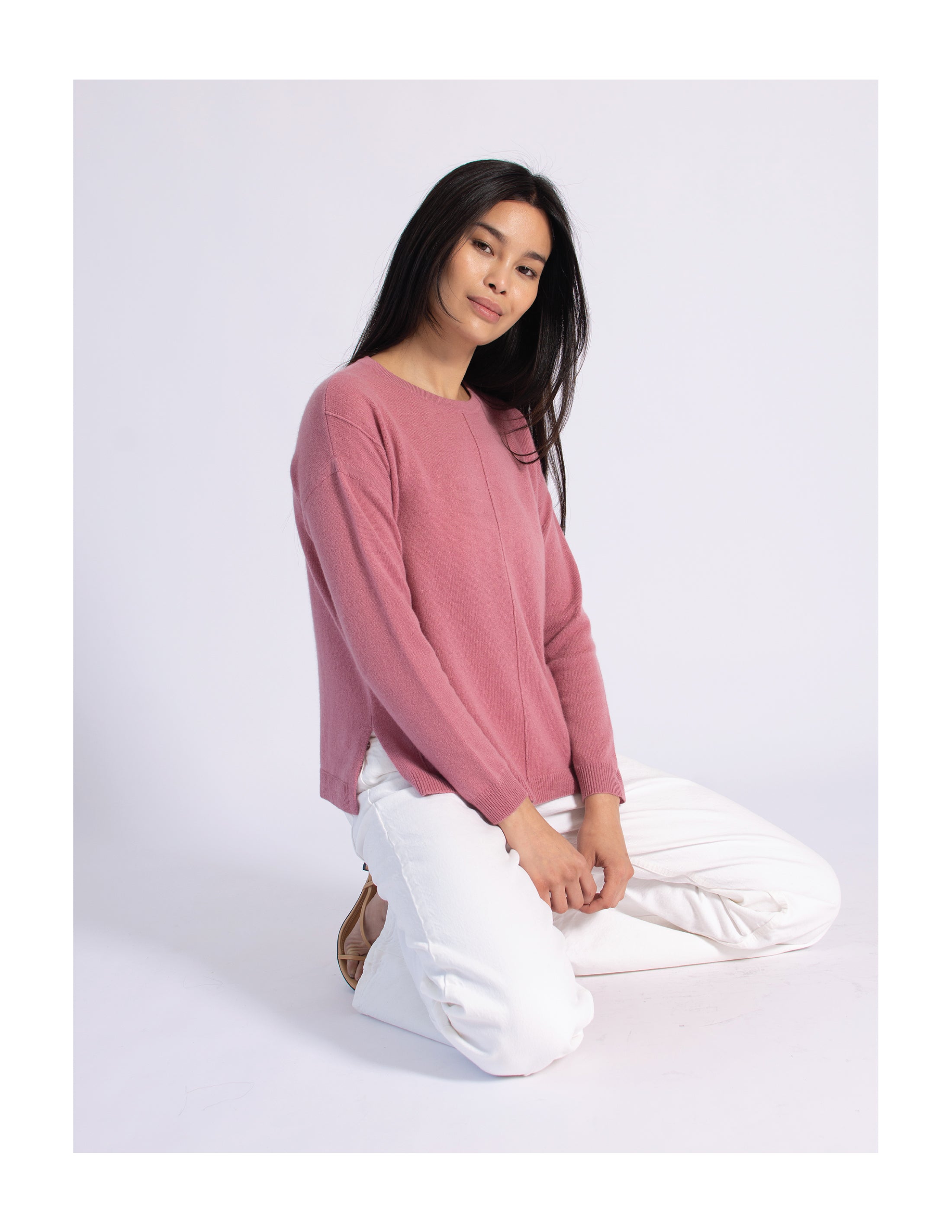 Exposed Seam Crewneck Cashmere Sweater