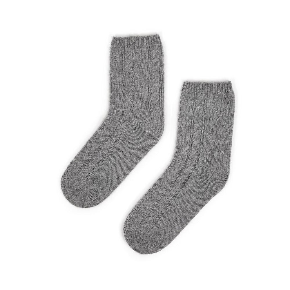 Premium 100% Cashmere Cable Knit Sleep Socks