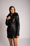Pebbled Leather Jacket with Fox Fur Lining Jacket Karen Thomas NY 