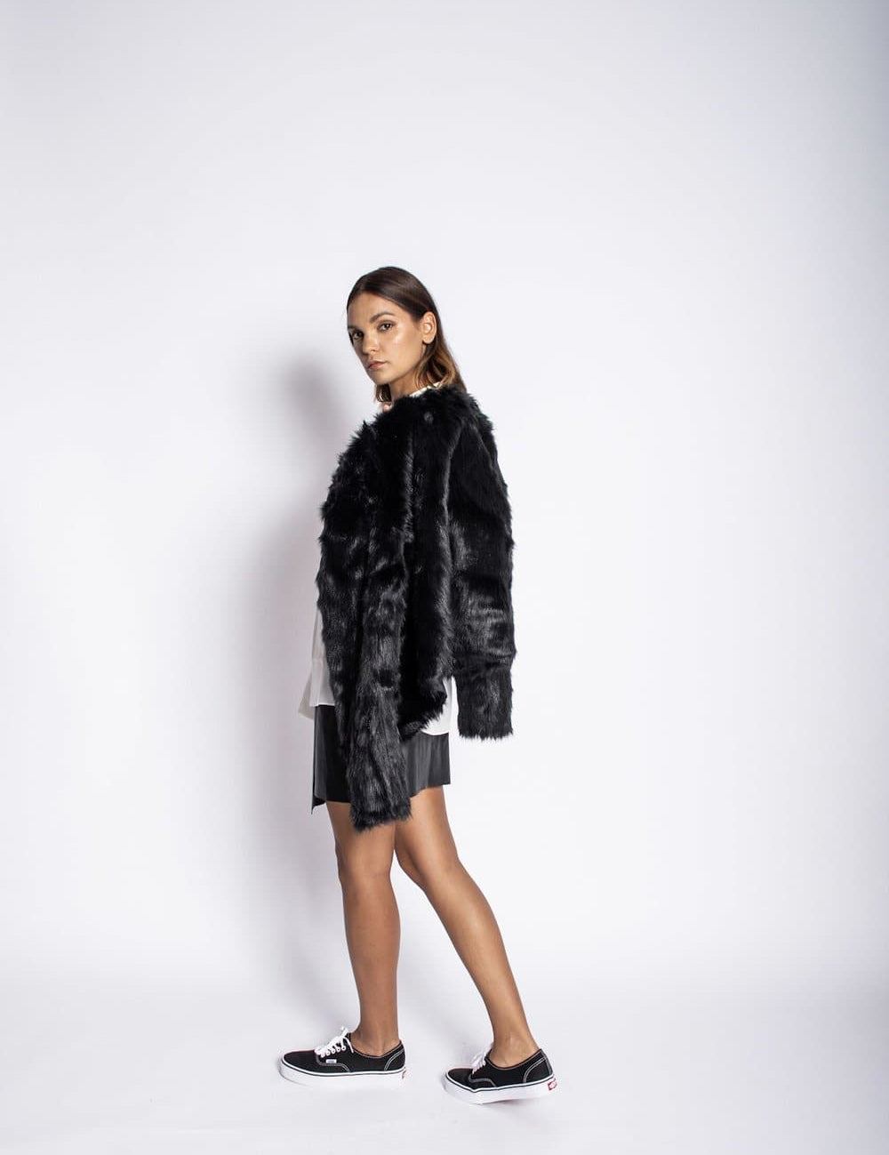 Pebbled Leather Jacket with Fox Fur Lining Jacket Karen Thomas NY 