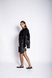 Pebbled Leather Jacket with Fox Fur Lining Jacket Karen Thomas NY 