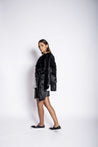 Pebbled Leather Jacket with Fox Fur Lining Jacket Karen Thomas NY 