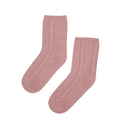 Premium 100% Cashmere Cable Knit Sleep Socks