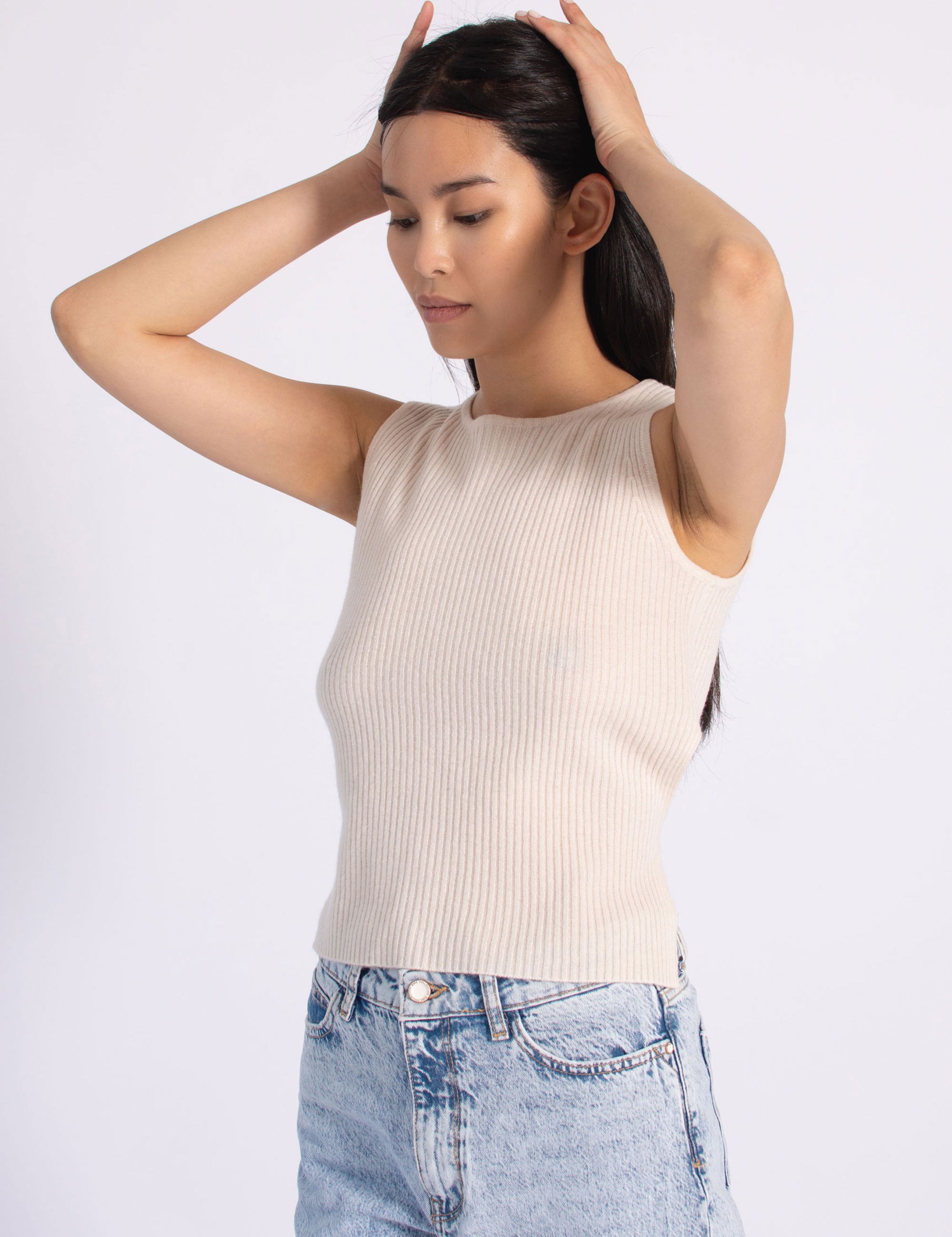 Tie-Back Sleeveless Top Cashmere